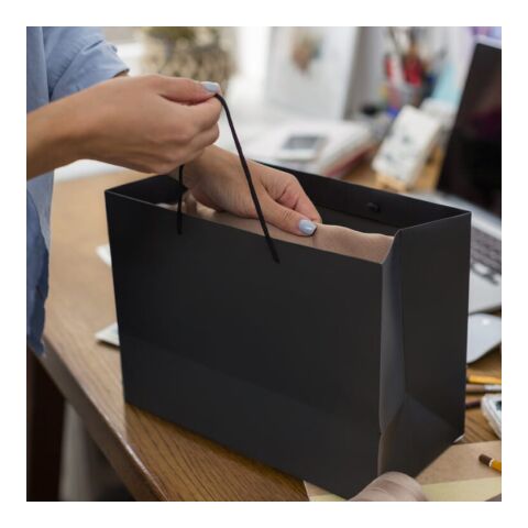 FSC Papier Geschenktasche 40 x 12 x 30cm 200g/m² Schwarz | ohne Werbeanbringung | Nicht verfügbar | Nicht verfügbar