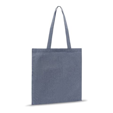 Werbeartikel Einkaufstasche aus recycelter Baumwolle 38x42cm – blau weiß – mit Logo bedruckt