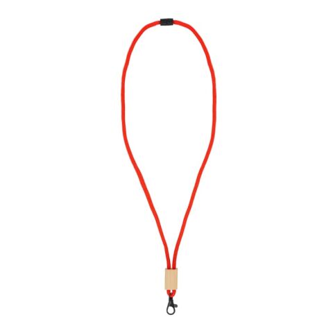R-PET Kordel-Lanyard Rot Weiß | 1-farbiger Tampondruck | Seite 1 | 28 mm x 14 mm