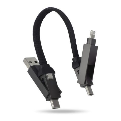 Multifunktionales 4-in-1 Kabel OTG Schlüsselanhänger Größe 60W Schwarz | ohne Werbeanbringung | Nicht verfügbar | Nicht verfügbar