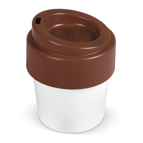 Heiß-aber-cool Kaffeebecher mit Deckel 240ml Weiss-Braun | ohne Werbeanbringung | Nicht verfügbar | Nicht verfügbar | Nicht verfügbar