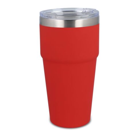 Werbeartikel T-Ceramic Softtouch Kaffee-To-Go-Becher, Thermobecher in verschiedenen Farben, 500 ml – rot weiß – mit Logo bedruckt