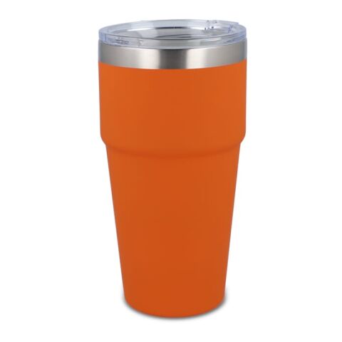 Werbeartikel T-Ceramic Softtouch Kaffee-To-Go-Becher, Thermobecher in verschiedenen Farben, 500 ml – orange – mit Logo bedruckt