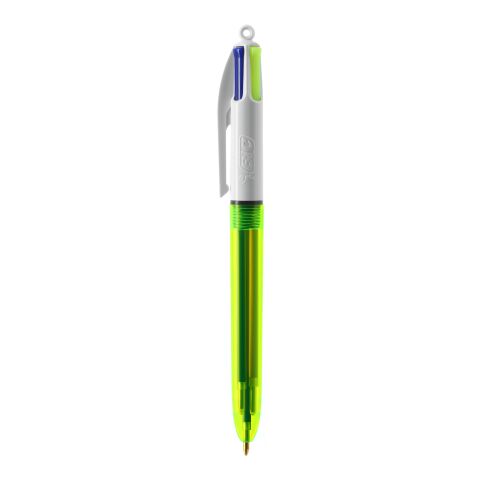 BIC® 4 Colours Fluo Kugelschreiber Gelb | 1-farbiger Siebdruck | Schaft-Rechts vom Clip | 30.00 mm x 43.00 mm