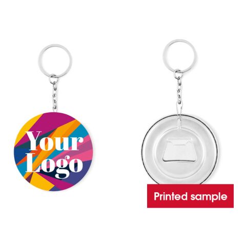 Badge als Schlüsselanhänger mit Kapselheber