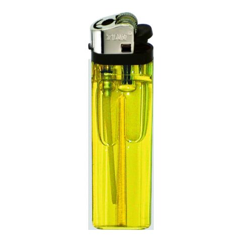 Einweg-Feuerzeug mit Mittelsteg - Transparent - NM-1 gelb | ohne Werbeanbringung