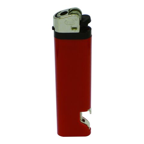 Einweg-Feuerzeug mit Öffner - Vollton rot | ohne Werbeanbringung