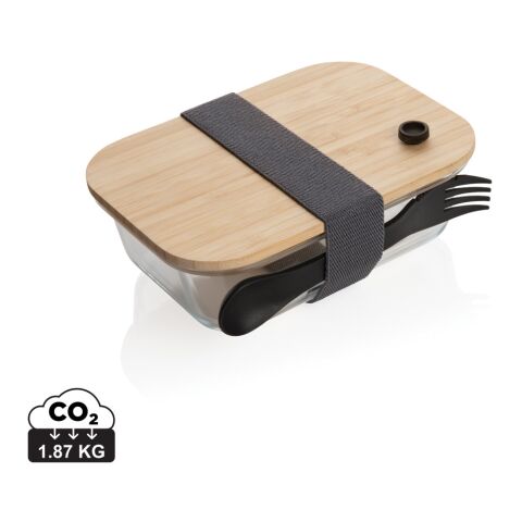 Lunch-Box aus Glas mit Bambusdeckel 