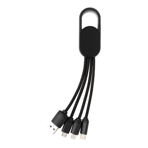 4-in-1 Kabel mit Karabiner-Clip schwarz | ohne Werbeanbringung | Nicht verfügbar | Nicht verfügbar
