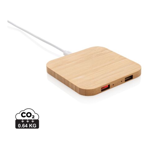 5W-Wireless-Charger aus Bambus mit USB braun | ohne Werbeanbringung | Nicht verfügbar | Nicht verfügbar