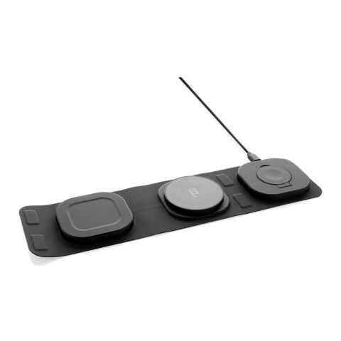 Swiss Peak 15W 3-in 1 Wireless-Reise-Charger aus RCS Plastik grau-schwarz | ohne Werbeanbringung | Nicht verfügbar | Nicht verfügbar