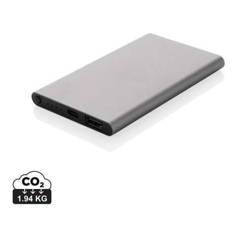 4.000mAh Type-C Powerbank aus RCS recyeltem ABS &amp; Aluminium grau | ohne Werbeanbringung | Nicht verfügbar | Nicht verfügbar