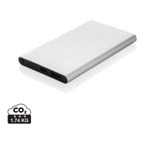 4.000mAh Type-C Powerbank aus RCS recyeltem ABS &amp; Aluminium silber | ohne Werbeanbringung | Nicht verfügbar | Nicht verfügbar