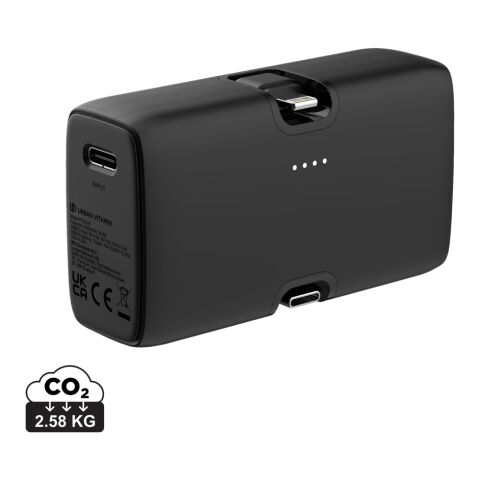 Werbeartikel Urban Vitamin Los Angeles 20W Powerbank aus RCS rec. Plastik – schwarz – mit Logo bedruckt
