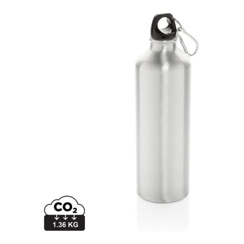 XL Aluminium Flasche mit Karabiner silber-schwarz | ohne Werbeanbringung | Nicht verfügbar | Nicht verfügbar