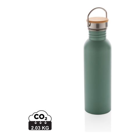 Moderne Stainless-Steel Flasche mit Bambusdeckel grün | ohne Werbeanbringung | Nicht verfügbar | Nicht verfügbar