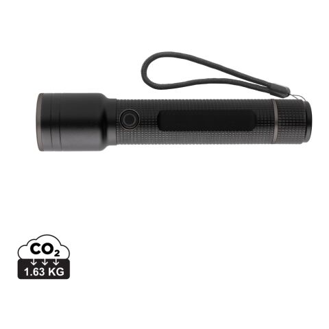 Große Gear X Taschenlampe aus RCS recycelt. Alu mit USB-Akku schwarz | ohne Werbeanbringung | Nicht verfügbar | Nicht verfügbar