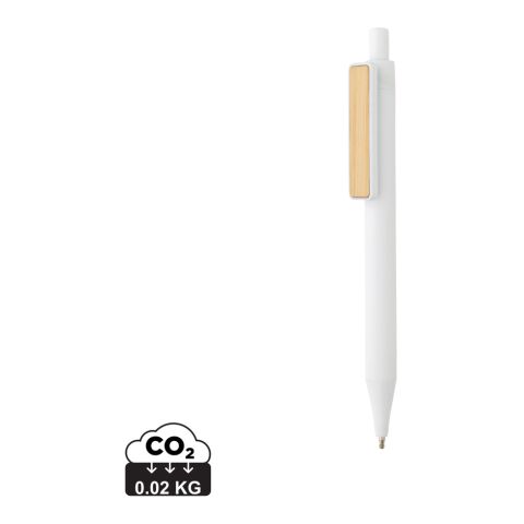 GRS Recyclet ABS Stift mit Bambus-Clip weiß | ohne Werbeanbringung | Nicht verfügbar | Nicht verfügbar