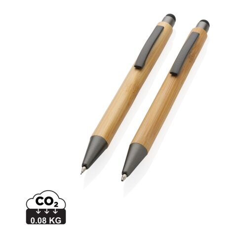 Modernes Bambus-Stifteset in Box schwarz | ohne Werbeanbringung | Nicht verfügbar | Nicht verfügbar