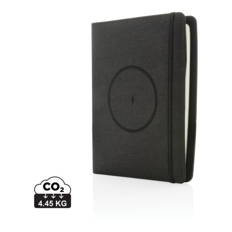 Air 5W RPET Wireless Charging Notizbuch-Cover A5 schwarz | ohne Werbeanbringung | Nicht verfügbar | Nicht verfügbar