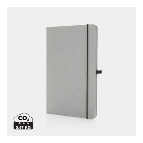 Werbeartikel A5 Hardcover Notizbuch aus PU – hellgrau – mit Logo bedruckt