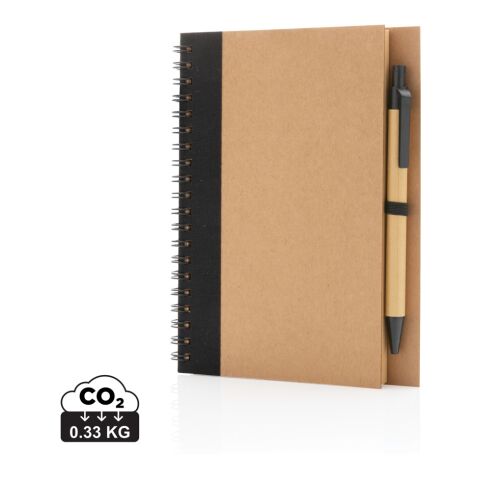 Kraft Spiral-Notizbuch mit Stift schwarz | ohne Werbeanbringung | Nicht verfügbar | Nicht verfügbar