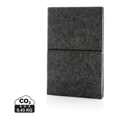 A5-Softcover-Notizbuch aus GRS-zertifiert recyceltem Filz schwarz | ohne Werbeanbringung | Nicht verfügbar | Nicht verfügbar