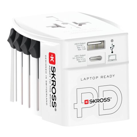 SKROSS World Travel Adapter MUV 65W PD mit USB-C-Kabel weiß | ohne Werbeanbringung | Nicht verfügbar | Nicht verfügbar | Nicht verfügbar