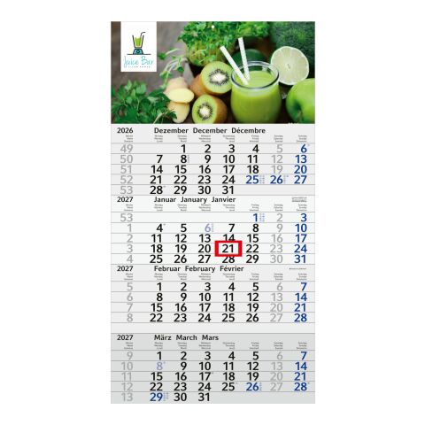 4-Monatskalender Einblatt Budget 4 RECYCLING Schrift modern Blau | 300 × 560 mm | ohne Werbeanbringung