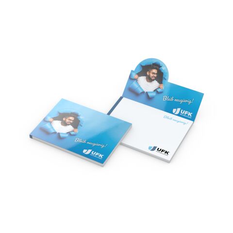 Haftnotizblock Cover Pop-Up Aufsteller formgestanzt Karton-Umschlag