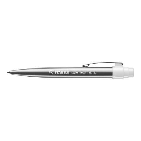 STABILO style metal Kugelschreiber silber/weiß | 1-farbiger Siebdruck