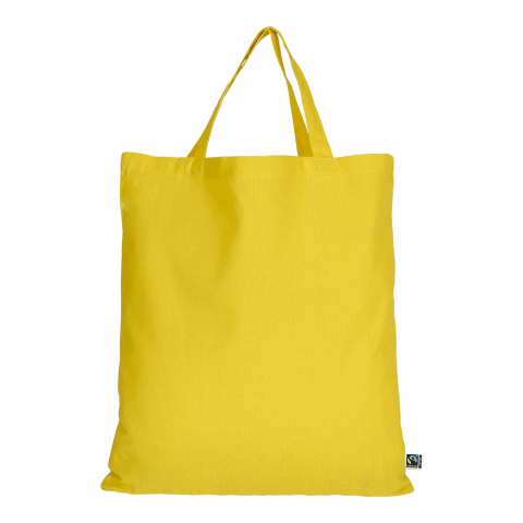 TEXXILLA Tasche aus Fairtrade-zertifizierter Baumwolle mit zwei kurzen Henkeln, ca. 140 g/m² gelb | ohne Werbeanbringung | ohne Werbeanbringung