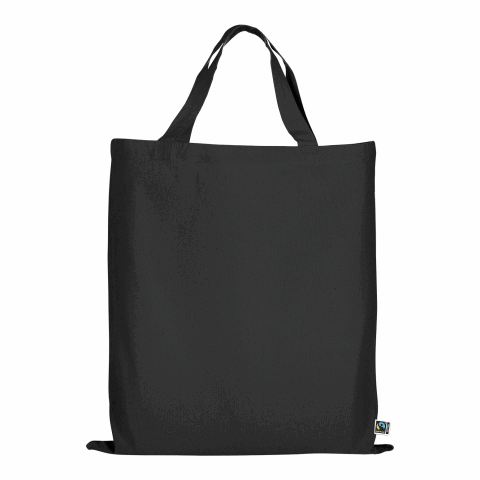 TEXXILLA Tasche aus Fairtrade-zertifizierter Baumwolle mit zwei kurzen Henkeln, ca. 140 g/m² schwarz | ohne Werbeanbringung | ohne Werbeanbringung