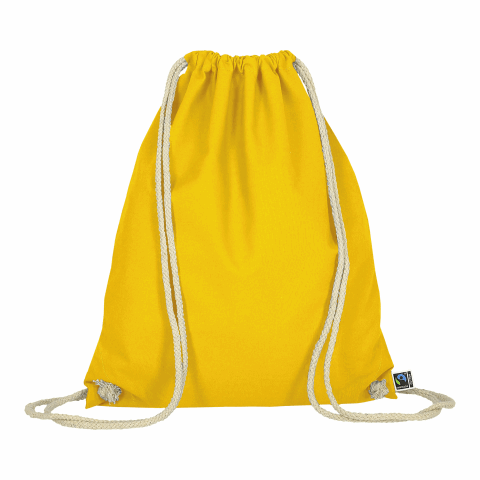 TEXXILLA Turnbeutel aus Fairtrade-zertifizierter Baumwolle, ca. 140 g/m² gelb | ohne Werbeanbringung | ohne Werbeanbringung