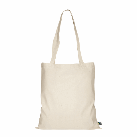 TEXXILLA Baumwolltasche aus fairtrade zertifizierte Baumwolle,  ca. 38 x 42 cm, 2 lange Henkel, 200 g/m² beige | ohne Werbeanbringung | ohne Werbeanbringung