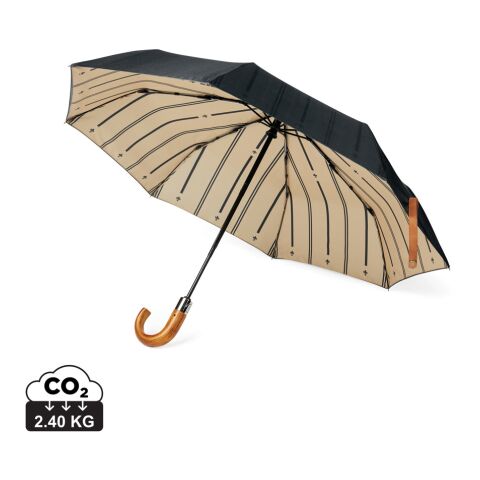 VINGA Bosler AWARE™ 21&quot; faltbarer Schirm aus recyceltem PET schwarz | ohne Werbeanbringung | Nicht verfügbar | Nicht verfügbar