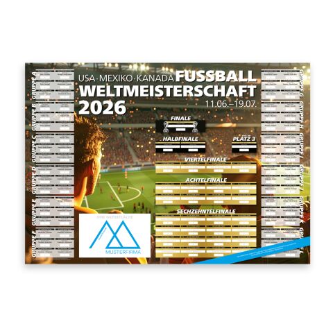 WM-Planer Spielplan-Wandplaner Fußball-WM 2026 DIN A1 (841 × 594 mm) | ohne Werbeanbringung | nein (plano) | Stadionemotion