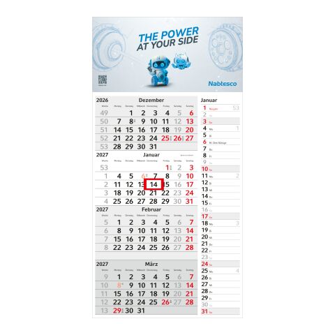 4-Monatskalender Einblatt Konzept 4 Post EXPRESS mit Streifenkalendarium