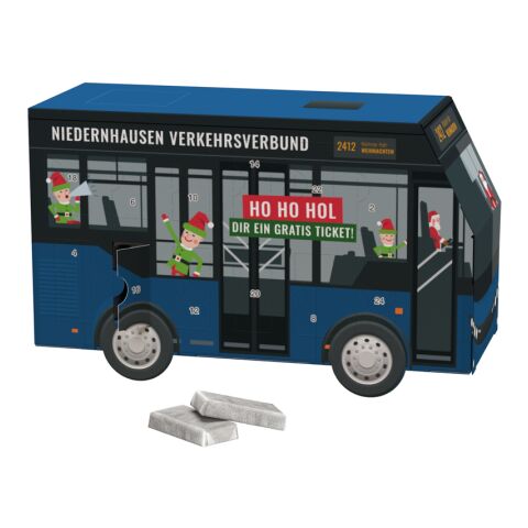 Adventskalender Bus ohne Werbeanbringung | 24 Alpenmilch-Schokotäfelchen