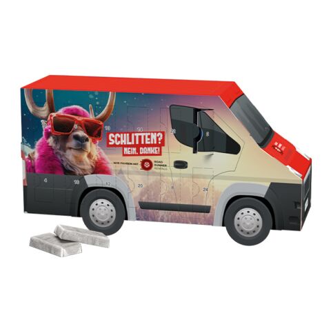 Adventskalender Transporter 4c Euroskala | 24 Alpenmilch-Schokotäfelchen