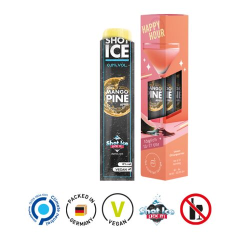 Mocktail Ice Werbeverpackung aus weißem Karton Nicht verfügbar | ohne Werbeanbringung | Juicy Mango Pine Apple