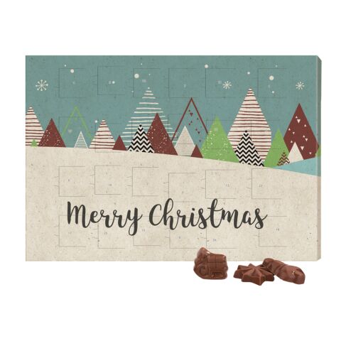 Classic Wand Adventskalender Graspapier beige | 4c Euroskala | Vollkartonhülle