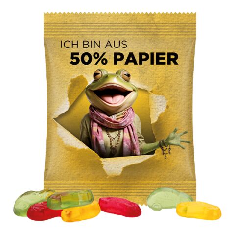Minitüte 10g, Fruchtgummi Standardformen weiß | 4c Euroskala - Folie | Autos | Folie mit ca. 50% Papier
