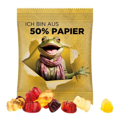 Minitüte 10g, Gummibärchen 30% Fruchtsaft weiß | ohne Werbeanbringung | Folie mit ca. 50% Papier
