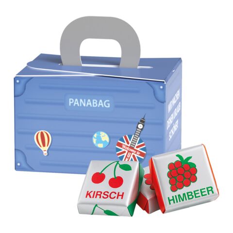 Geschenkbox Mini Koffer ohne Werbeanbringung | Fruchtkaramellen Kaubonbons
