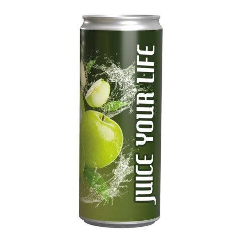 Getränkedose 250 ml weiß | 4c Euroskala | 1 Dose Apfelsaft | PP-Folie, glänzend
