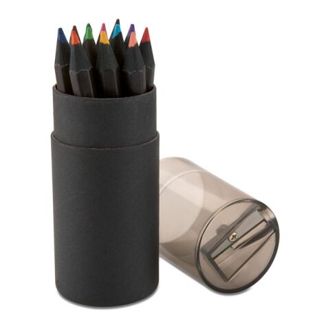 Buntstifteset mit Anspitzer schwarz | ohne Werbeanbringung | Nicht verfügbar | Nicht verfügbar | Nicht verfügbar