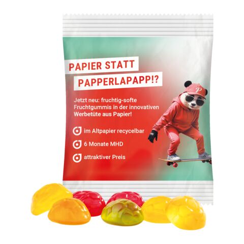 Minitüte 10 g Trolli Fruchtgummi Standardformen weiß | ohne Werbeanbringung | Fußbälle | Recyclingfähiges Papier