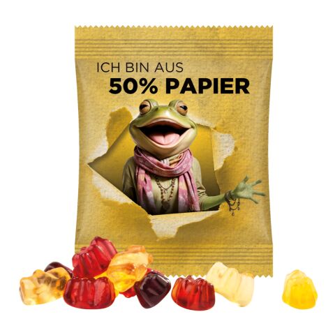 Minitüte 10 g Trolli 30% Fruchtsaft Bärchen weiß | ohne Werbeanbringung | Folie mit ca. 50% Papier