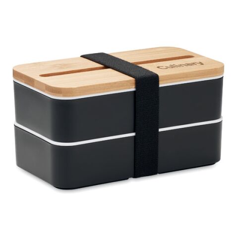 Werbeartikel Lunchbox recyceltes PP – schwarz – mit Logo bedruckt